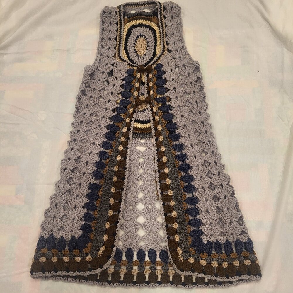 Hand Knitted Long Vest Ladies Crochet Vest